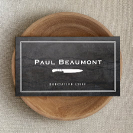 エグゼクカッコいいティブシェフナイフロゴ黒花崗岩 名刺