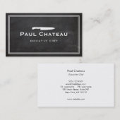 エグゼククールティブシェフナイフロゴ黒Chalkboard 名刺 (正面/裏面)