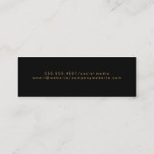 エグゼクスタイリッシュティブブラック |ブラシ付きモダン金ゴールド スキニー名刺 (裏面)