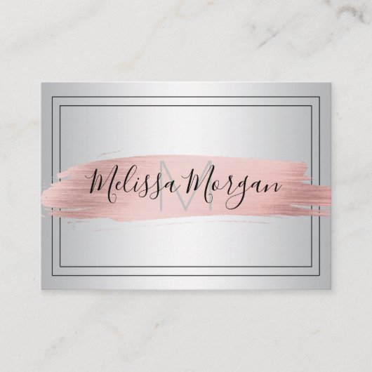 エグゼクティブばら色の金ゴールドホイルの銀のモノグラム 名刺 (正面)