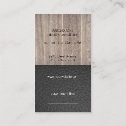 エグゼクティブウッドレザー理容師ブレード 名刺 (裏面)