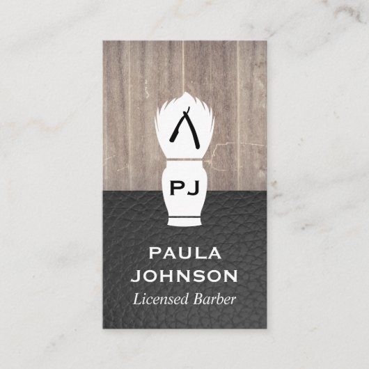 エグゼクティブウッドレザー理容師ブレード 名刺 (正面)