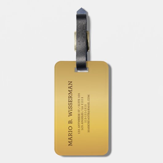 エグゼクティブエレガントスタイル-金ゴールドメタルモノグラム名 ラゲッジタグ (裏面縦)