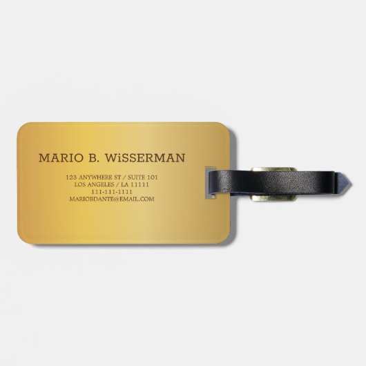 エグゼクティブエレガントスタイル-金ゴールドメタルモノグラム名 ラゲッジタグ (裏面横)