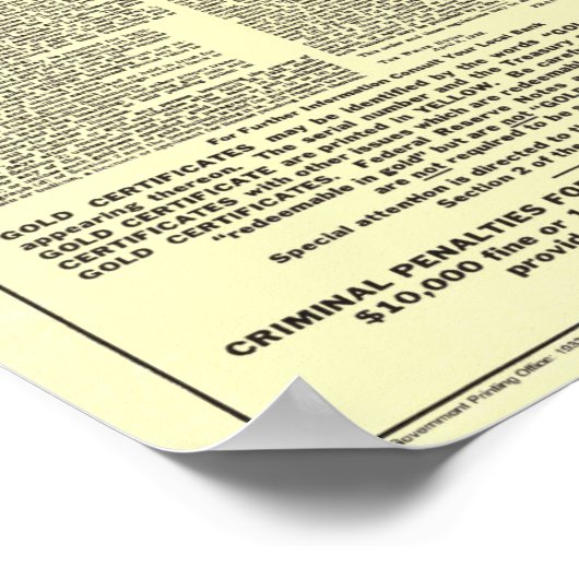 エグゼクティブオーダー6102禁金ゴールドコイン地金 ポスター (角)