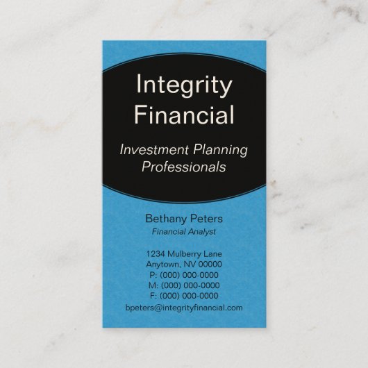 エグゼクティブカーブビジネスカード、明るい青 名刺 (正面)