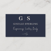 エグゼクティブコーチモノグラムエレガントネイビーブルークリーム 名刺 (正面)