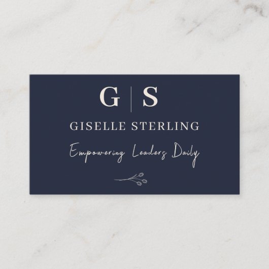 エグゼクティブコーチモノグラムエレガントネイビーブルークリーム 名刺 (正面)