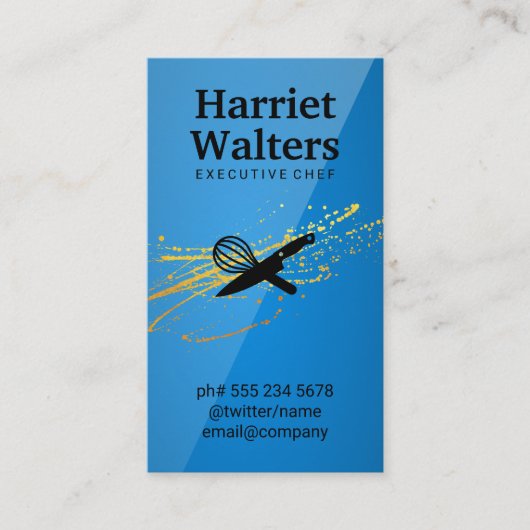 エグゼクティブシェフキッチンナイフとウィスク 名刺 (正面)