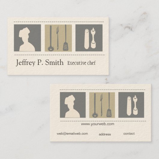 エグゼクティブシェフケータリングフードディスト料理 名刺 (正面/裏面)