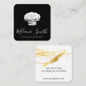 エグゼクティブシェフハットとナイフ スクエア名刺 (正面/裏面)