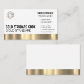 エグゼクティブシェフハット | 金ゴールド金属トリム 名刺 (正面/裏面)