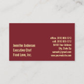 エグゼクティブシェフパーソナルシェフスーシェフレストラン 名刺 (裏面)