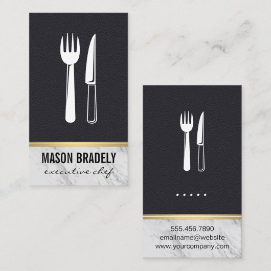 エグゼクティブシェフレザーマーブルトリム 名刺 (正面/裏面)