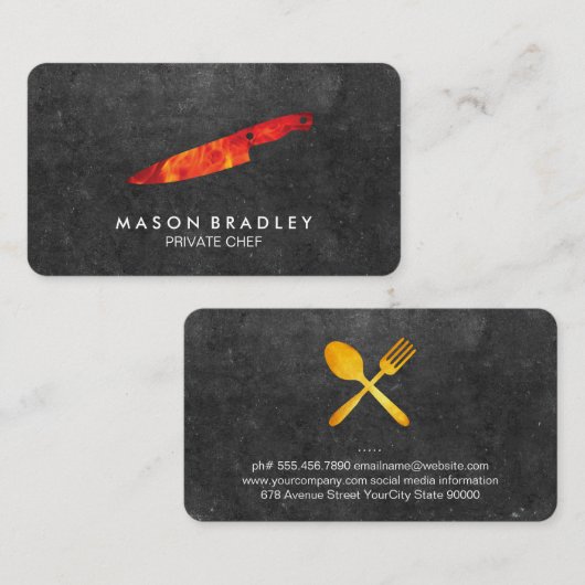 エグゼクティブシェフ石板ファイアナイフ 名刺 (正面/裏面)