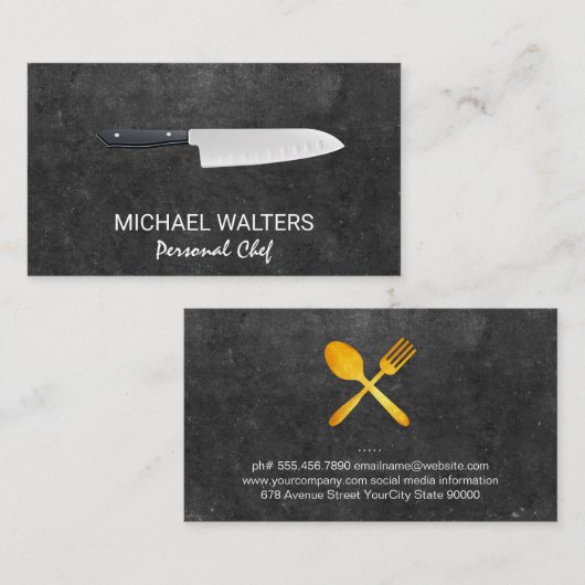 エグゼクティブシェフ石板 | 料理 名刺 (正面/裏面)