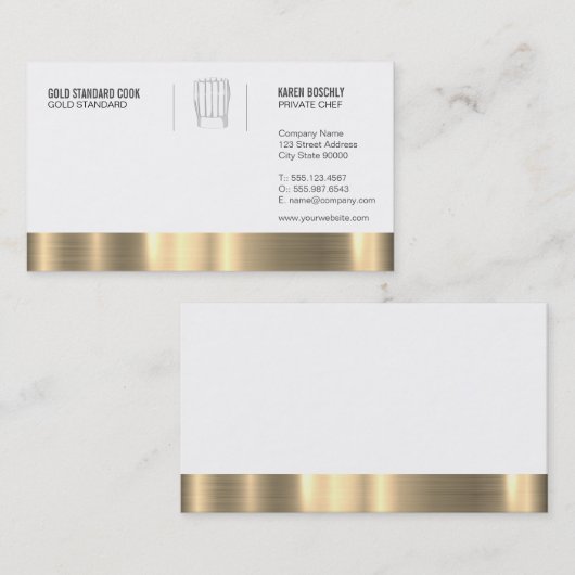 エグゼクティブシェフ金ゴールドトリム 名刺 (正面/裏面)