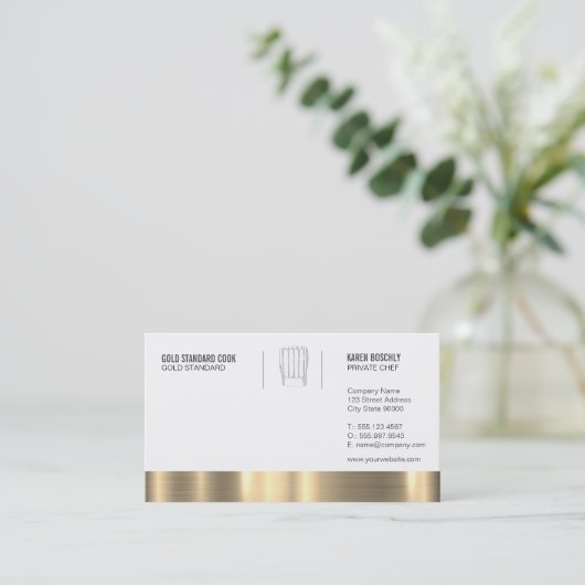 エグゼクティブシェフ金ゴールドトリム 名刺 (スタンド正面)