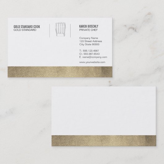 エグゼクティブシェフ金ゴールドレザートリム 名刺 (正面/裏面)