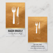 エグゼクティブシェフ金ゴールドレザーマーブルトリム 名刺 (正面/裏面)