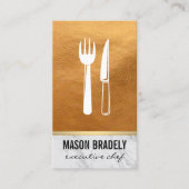 エグゼクティブシェフ金ゴールドレザーマーブルトリム 名刺 (正面)