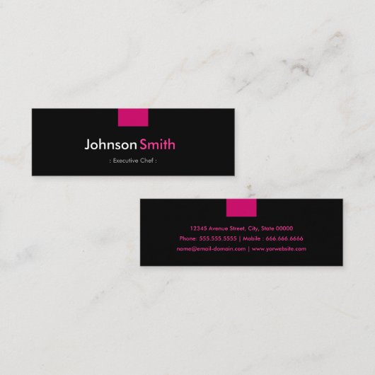 エグゼクティブシェフ – バラピンクコンパクト スキニー名刺 (正面/裏面)