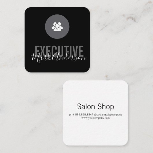 エグゼクティブシグネチャーシリーズのマーケティングアイコン スクエア名刺 (正面/裏面)