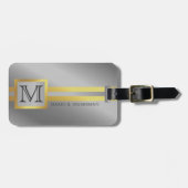 エグゼクティブスタイル-金ゴールドメタルモノグラムの名 ラゲッジタグ (正面横)
