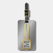 エグゼクティブスタイル-金ゴールドメタルモノグラムの名 ラゲッジタグ (正面縦)