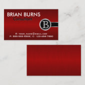 エグゼクティブダークレッドブラシとスライバーモノグラム 名刺 (正面/裏面)