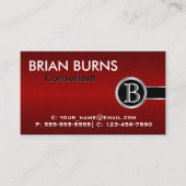 エグゼクティブダークレッドブラシとスライバーモノグラム 名刺 (正面)