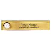 エグゼクティブブラスデスクトップミニ金ゴールドクロック名プレート デスクネームプレート (正面)