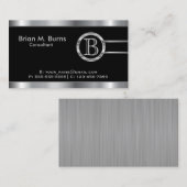 エグゼクティブブラックとシルバーフェイクメタリック – モノグラム 名刺 (正面/裏面)