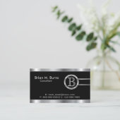 エグゼクティブブラックとシルバーフェイクメタリック – モノグラム 名刺 (スタンド正面)