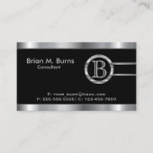 エグゼクティブブラックとシルバーフェイクメタリック – モノグラム 名刺 (正面)