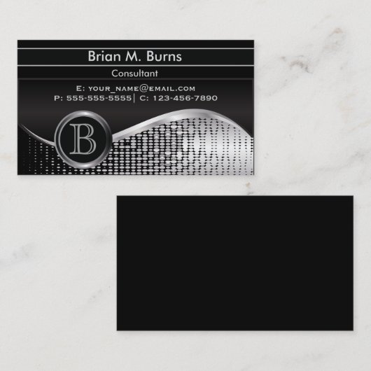 エグゼクティブブラックとシルバー |モノグラム 名刺 (正面/裏面)