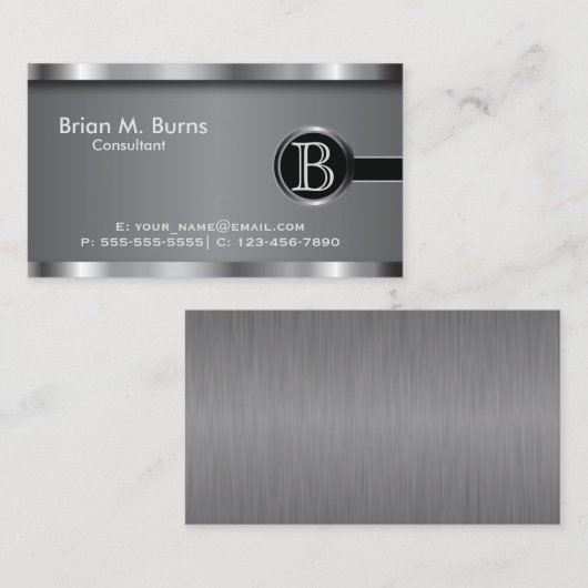 エグゼクティブブラックスチールモノグラム 名刺 (正面/裏面)