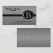 エグゼクティブブラックブラシスチールモノグラム 名刺 (正面/裏面)
