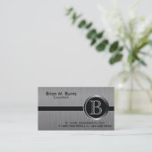 エグゼクティブブラックブラシスチールモノグラム 名刺 (スタンド正面)