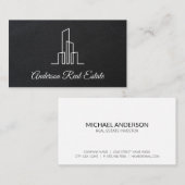 エグゼクティブブラックレザー |不動産仲介業者 | Metropolis 名刺 (正面/裏面)