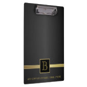 エグゼクティブブラック&金ゴールドモノグラムデザイン クリップボード (右)