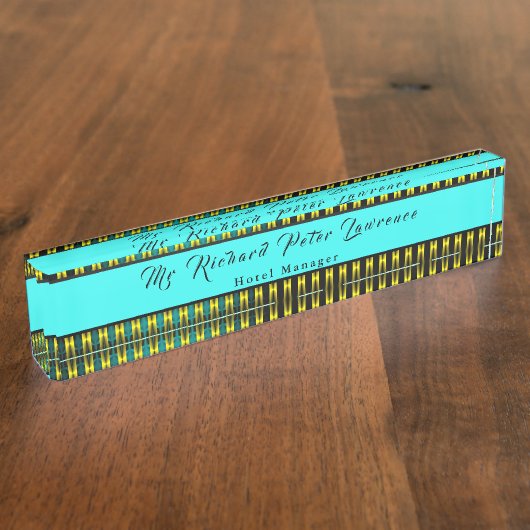 エグゼクティブブルー金ゴールドデザイン デスクネームプレート (側面)