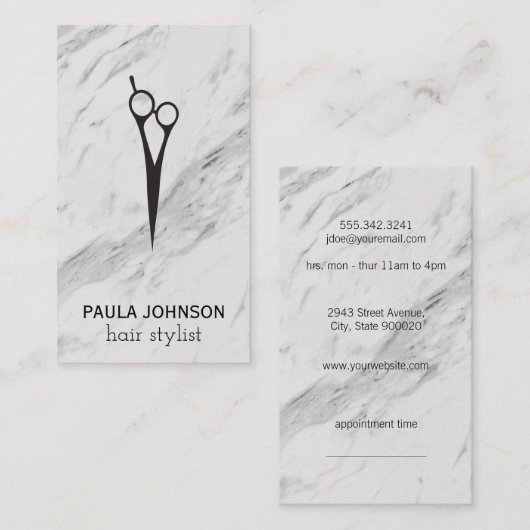 エグゼクティブマーブルパターンヘアサロンスタイリスト 名刺 (正面/裏面)