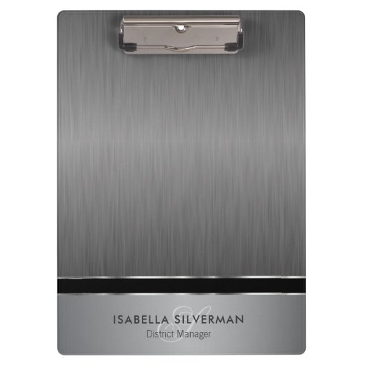 エグゼクティブモノグラムデザイン – ブラシ鋼 クリップボード (正面)