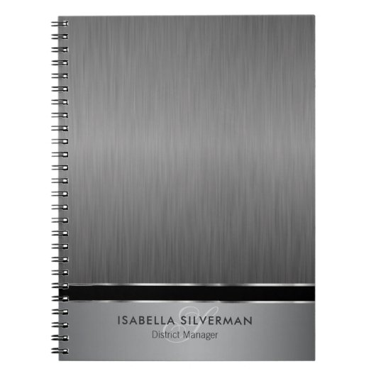 エグゼクティブモノグラムデザイン – ブラシ鋼 ノートブック (正面)