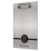 エグゼクティブモノグラムデザイン – ホワイトブラシ鋼 クリップボード (左)