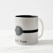 エグゼクティブモノグラムデザイン |白ブラシ鋼 ツートーンマグカップ (正面右)