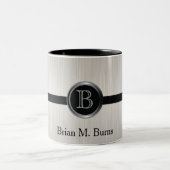 エグゼクティブモノグラムデザイン |白ブラシ鋼 ツートーンマグカップ (中央)