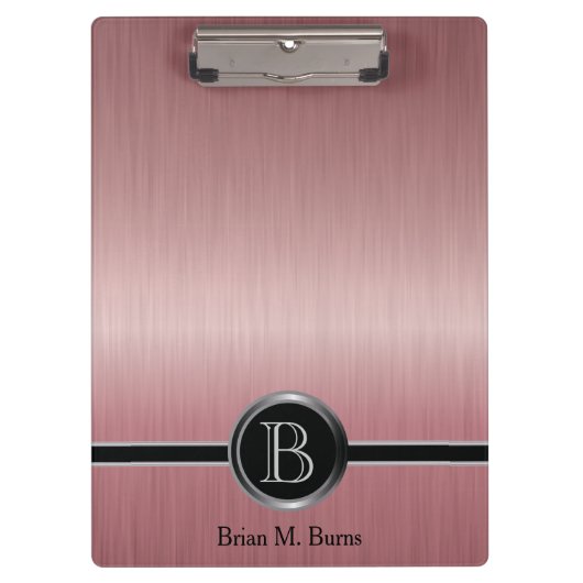 エグゼクティブモノグラムデザイン- Ruby Brush Steel クリップボード (正面)