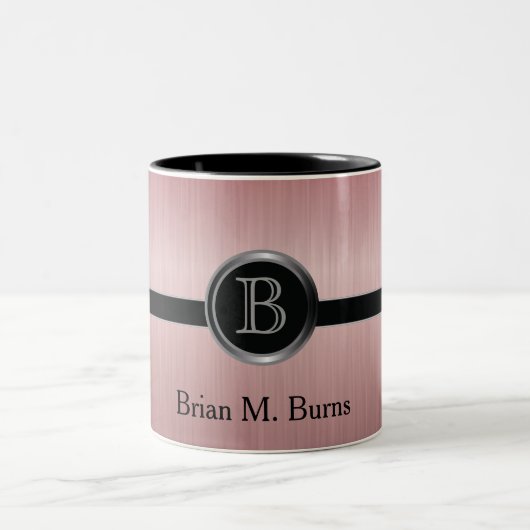 エグゼクティブモノグラムデザイン- Ruby Brush Steel ツートーンマグカップ (中央)